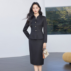 Women's Suit Set Long Sleeve Blazer Midi Skirt Office Lady Anti-Wrinkle Commute Work Interview - Product Image 2