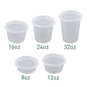 Recipientes para Almacenamiento de Alimentos con Tapas de 8oz, 12oz, 16oz, 24oz, 32oz, Vasos Transparentes para Congelador, Libres de BPA, Herméticos, Redondos, para Preparación de Comidas - Product Image 1