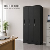 Casier métallique à 3 portes verrouillable en acier pour le rangement des effets personnels du personnel de bureau, de la salle de sport, de l'école, de l'organisation des employés avec clés