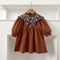 Automne enfants filles robe à manches longues nouveau-né bébé fleur impression barboteuse vêtements en coton pour enfants