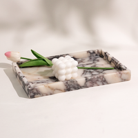 Décorations de luxe, plateau de service rectangulaire en marbre Calacatta Viola, style nordique, pour mariage, plateau de rangement en pierre naturelle pour la maison