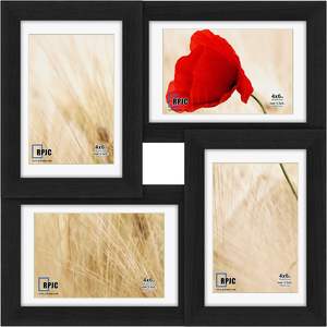 RPJC 4x6 Collage de madera maciza Marco de fotos con pantalla de vidrio de alta definición 4-Apertura Familia Multi Marcos DE FOTOS Pared Tamaño A4 - Product Image 2