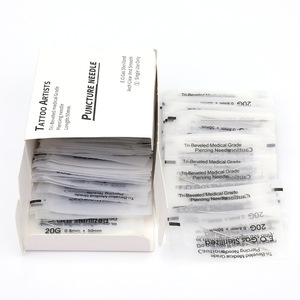 Aguja de Punción Yuanyun 20G 0.8mm X 50mm, Triple Biselada, Grado Médico, Esterilizada, de Un Solo Uso, para Artistas del Tatuaje - Product Image 1