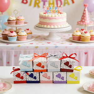 Cajas <span class=keywords><strong>de</strong></span> Papel para Dulces con Diseño <span class=keywords><strong>de</strong></span> Corazón Doble para Bodas, Fiestas, Baby Shower, Cajas <span class=keywords><strong>de</strong></span> <span class=keywords><strong>Regalo</strong></span> para Chocolates con Cintas - Product Image 6