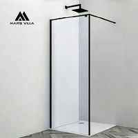 Mars Villa EN CE SGCC Enceinte de douche double coulissante légère en aluminium noir moderne, arquée, de type grange, pour baignoire, personnalisable, vente en gros