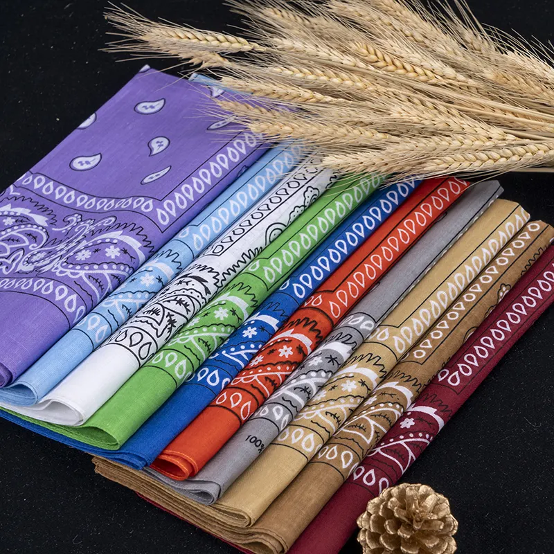 Шарф из полиэстера и хлопка для головных уборов, квадратный, индивидуальный логотип, бандана оптом, многоцветный, в наличии, дешево, OEM