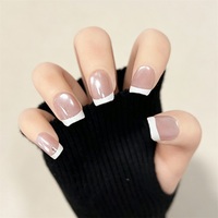 30 pièces Faux ongles en gel souple, style français, design œil de chat, couvrance totale, personnalisables, à coller, kit en gros