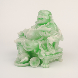 Estatua de Buda Sonriente <span class=keywords><strong>Maitreya</strong></span>, Hecha a Mano, de Resina Roja Antigua, Pintada Artísticamente, Sentado en un Trono, Escultura Budista, Feng Shui - Product Image 2