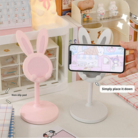 Support de téléphone rétractable en forme de lapin mignon, support de téléphone de bureau à hauteur réglable pour diffusion en direct, cours en ligne, visionnage de vidéos