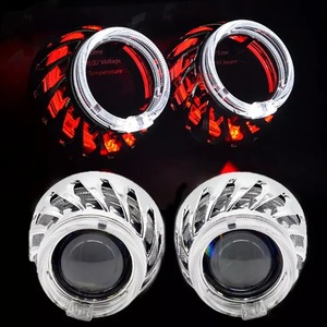ฝาครอบเลนส์วงแหวนแบบ Dual Angel Eye Demon Eye ขนาด 2.5 นิ้ว พร้อมไฟ LED สีฟ้า สำหรับอัพเกรดไฟหน้ารถยนต์ วัสดุพลาสติก แบบขันสกรู - Product Image 3