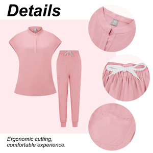 Conjunto de Uniformes Médicos con Logotipo Personalizado al por Mayor, de Secado Rápido, Tallas Grandes, Camiseta de Manga Corta y Pantalones para Enfermeras, Médicos y Dentistas - Product Image 4