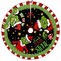 Grinch Weihnachts-Cartoon Polyester Umweltfreundliche Festliche Dekorationsmatte Weihnachtsbaum-Unterlage Premium Feiertags-Dekorationsmatte