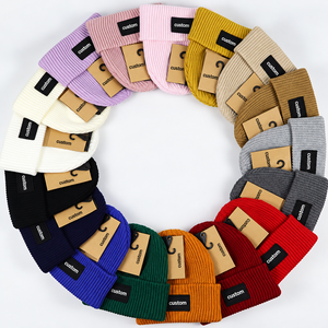 <span class=keywords><strong>Bonnet</strong></span> d'hiver côtelé unisexe avec logo brodé personnalisé, bord côtelé, chaud, pour le ski, vente en gros, OEM, marque privée - Product Image 2