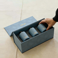 Paquete de 2 Cajas de Regalo Magnéticas para Velas con Logotipo Personalizado, Caja de Papel con Grabado en Relieve, con Insertos, Cajas de Embalaje para Velas