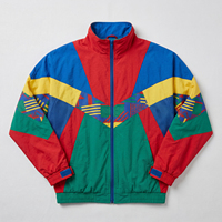 Veste décontractée ample pour homme, style vintage, col montant, respirante, en toile, color block rouge, bleu, jaune, vert, pour l'automne – OEM/ODM