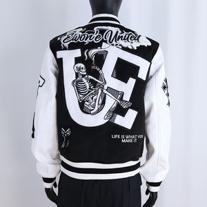 مخصص شينيل مطرز خمر كلية اسكواش سترة صوف الوقوف لفصل الشتاء جلد طبيعي منمق سترة بيسبول - Product Image 6