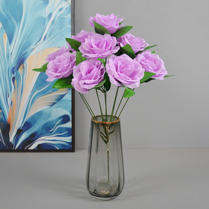 Factory Outlet Artificial 10 cabezas ramo de flores rosas arreglo Floral de seda boda fiesta en casa decoración Fleurs Artificielles - Product Image 4