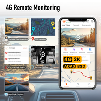 Caméra embarquée 4G à 4 canaux avec diffusion en direct, écran 3 pouces, Wi-Fi, GPS, surveillance de stationnement 24h/24, boîte noire de voiture, vision nocturne 2K, ADAS, BSD