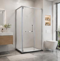 Cabine de douche carrée avec accès direct, design moderne, en verre