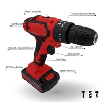 Perceuse à percussion miniature sans fil 21V 2.0Ah avec 2 batteries, perceuse-visseuse pour percer les murs en briques