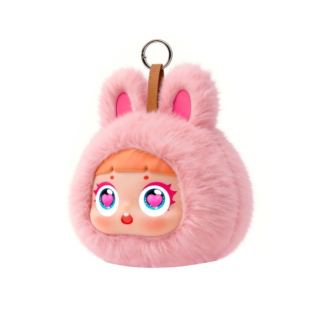 5W Portable Wireless Loudspeaker PVC Soft Face Plush Rabbit Mini Speaker Keychain with 2-Inch Display Bluetooth 5.3 TF Radio