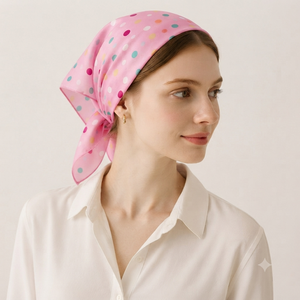 Pañuelo Cuadrado de Poliéster con Estampado Personalizado de 27.5 Pulgadas, Pañuelo de Cuello con Diseño de Lunares para Mujer, Accesorios de Moda, Venta al Por Mayor OEM - Product Image 3