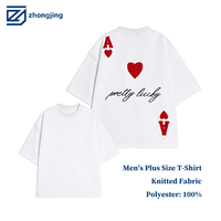 Nouveau design T-shirt décontracté pour homme grande taille, motif « Pretty Lucky » As de Pique, tissu tricoté 100 % polyester