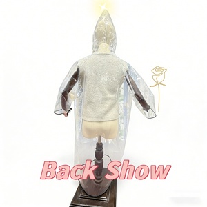 Imperméable élégant transparent avec bordure noire - <span class=keywords><strong>Poncho</strong></span> léger et imperméable en EVA pour la randonnée, les voyages et l'usage quotidien - Product Image 3