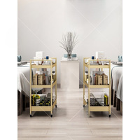 Troli Salon 3 Tingkat Modern dari Besi, Stabil, 4 Roda, Ramah Lingkungan, Rotasi 360 Derajat untuk Kecantikan Komersial, Hotel, Supermarket