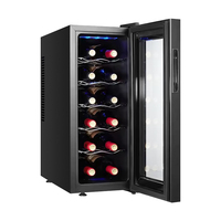 Cave à vin électrique autoportante 12 bouteilles avec thermostat réglable, haute qualité, pour usage domestique et hôtelier, 33L