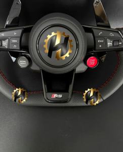 Volant sport HZ avec bouton de démarrage <span class=keywords><strong>S</strong></span>-<span class=keywords><strong>Line</strong></span>, demi-<span class=keywords><strong>coupe</strong></span> en fibre de carbone, palettes LED couleur personnalisée pour <span class=keywords><strong>Audi</strong></span> TT R8 <span class=keywords><strong>A4</strong></span> A5 B8 B9 S4 - Product Image 4