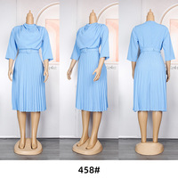 Robe d'automne X836, dernière tendance, grande taille, couleur unie, plissée, élégante, robe africaine pour femme avec ceinture