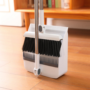 Juego de escoba y recogedor plegable blanco de 2 piezas, tamaño grande, con dientes dentados para limpieza del hogar - Product Image 3