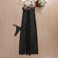 2025 nouvelle mode Sexy dentelle imprimé léopard Camisole chemise de nuit femmes érotique Lingerie string deux pièces ensemble