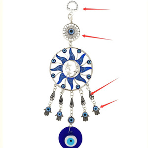 Ciondolo in Cristallo Blu Occhio Turco Nazar Boncuk Stella Luna Acchiappasogni Decorazione - Product Image 6