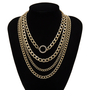 Trendz Retro geométrica de pesado collar conjunto de joyas con colgante de diamantes de imitación collar - Product Image 5