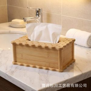 Caja de pañuelos de madera maciza con forma de onda, almacenamiento rectangular para servilletas, decoración para el hogar y la sala de estar - Product Image 5