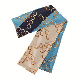 Wholesale Hot Sale Fashionable Handbag Handle <b>Wrap</b> Hair Head Band Neckerchief Custom Printed Ribbon Silk Scarf - Product Image 6