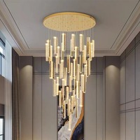 Lampes d'escalier MEEROSEE, luminaires de plafond modernes en cristal pour escalier, maison duplex, villa, plafond suspendu, grand lustre MD98127