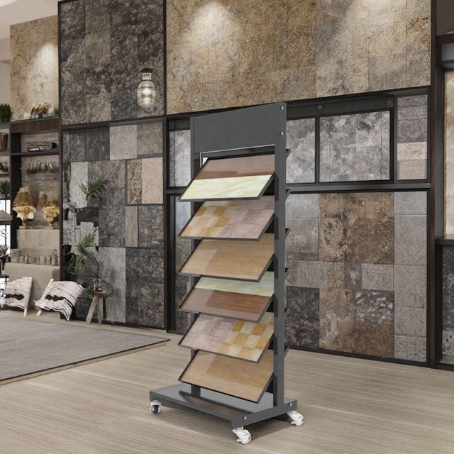 Custom Metal Display Rack Stand for Wall Garage Floor Ceramic Porcelain Tiles Mosaic Stone Granite Marble Slabs for Showroom