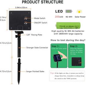 <span class=keywords><strong>10M</strong></span> 100 pièces LED <span class=keywords><strong>solaire</strong></span> jardin lumières décoratives étanche fée vacances fête de noël <span class=keywords><strong>guirlande</strong></span> pour la maison 2 Mode lumière décoration - Product Image 2