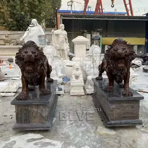 BLVE Custom Life Size Outdoor Landscape Decorative Metal Casting Animal Statue Bronze Standing Lion Sculptures