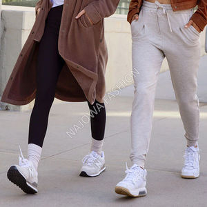 Pantalones de chándal para correr de seda con estilo XL para mujer, cómodos cordones planos con cierre, mezcla perfecta, Moda de Primavera, lana teñida lisa - Product Image 4