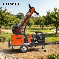 Plateforme de forage mobile sur roues pour puits d'eau, machine de forage hydraulique pour forages profonds, équipement de forage diesel à vendre
