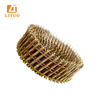 Clous en bobine peints à tige annelée pour cloueurs pneumatiques, clous en bobine à pointe brute pour usine de palettes et artisanat du bois