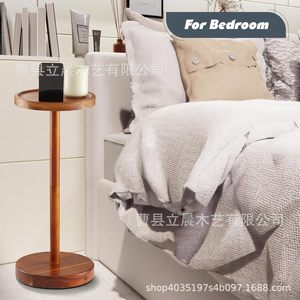 Lichen Wooden <b>Side</b> <b>Table</b> <b>Round</b> With Phone Holder <b>Small</b> Drink <b>Table</b> For Sofa Multifunctional Furniture - Product Image 4