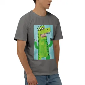 Camiseta de gran tamaño de manga corta de algodón peinado de peso pesado para hombre con imagen personalizada, serigrafía teñida con hilo de patrón sólido - Product Image 2