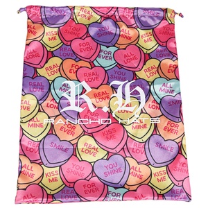 New Design Full Digital Printing Heart-shaped Satin Gift Pouch Customized Satin <b>Socks</b> Hat Handbag Packing Drawstring Bag - Product Image 4