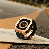 Montre pour homme, bracelet de haute qualité pour Apple Watch Ultra 3 49 mm, boîtier en acier inoxydable, bracelet en caoutchouc fluoré, kit de modification
