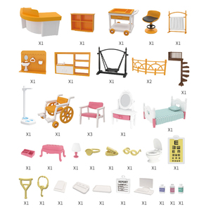 Ensemble de maison de jeu DIY pour enfants avec des poupées infirmière lapin et médecin koala, jouet bus ambulance en plastique durable - Product Image 6
